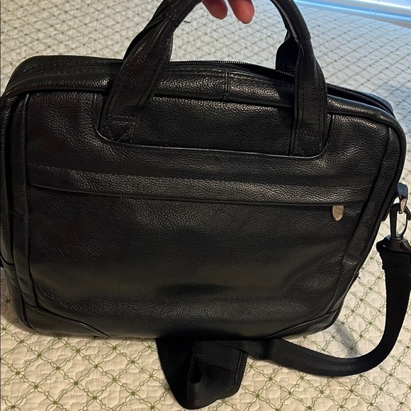 Mclein Black Leather Men's Briefcase - Picture 6 of 12